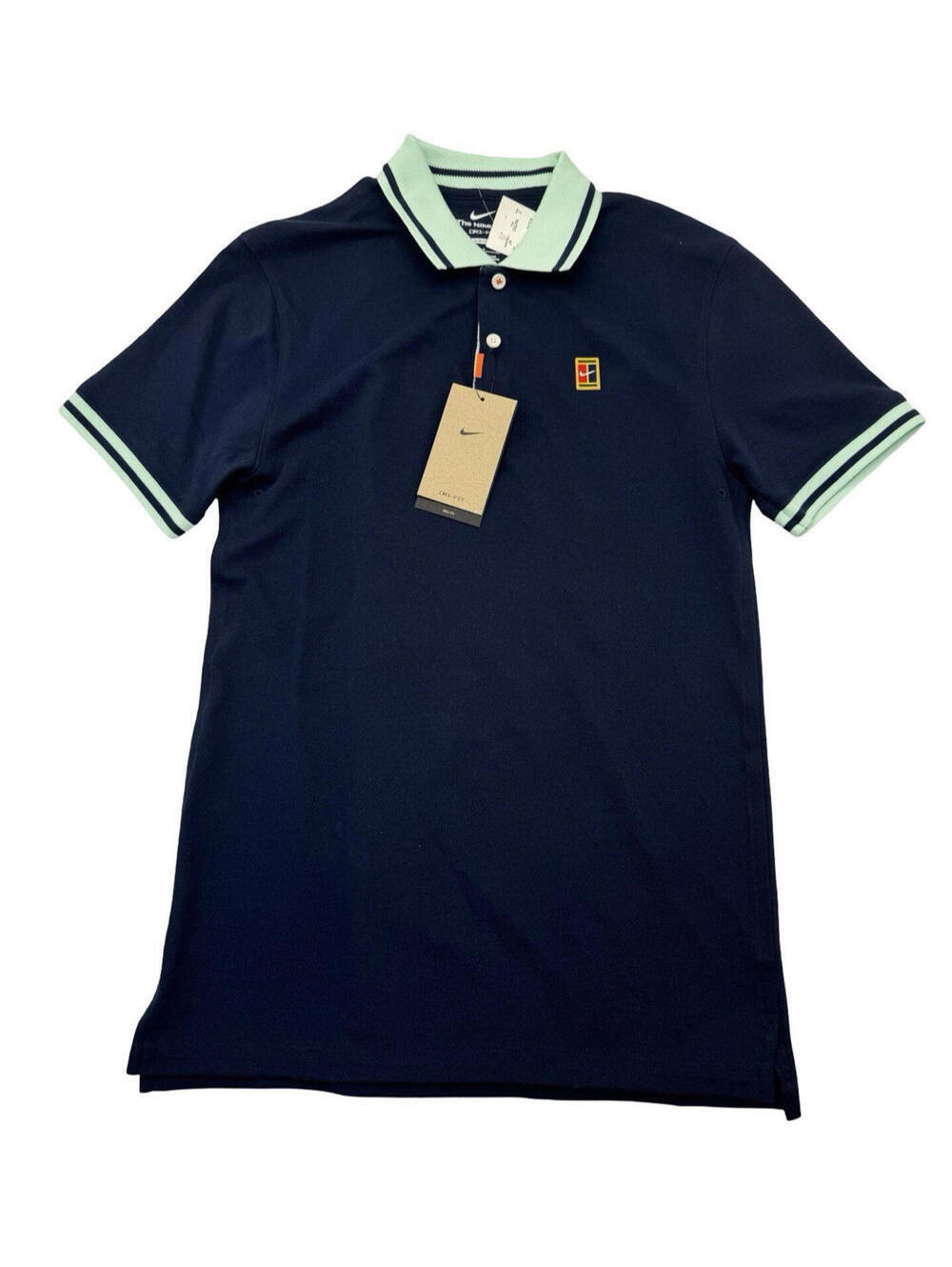 Nike Court Heritage Men's Tennis Slim Fit Polo Shirt Obsidian Mint Blue Size S